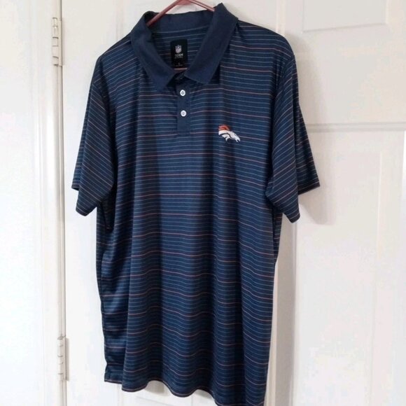 NFL Team Apparel- Denver Broncos Polo Shirt Men’s XL Striped 100% Polyester - Picture 5 of 7